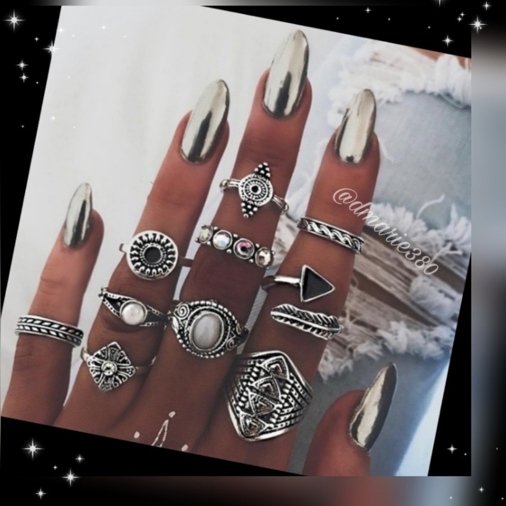 Bohemian style Vintage silver 10 Pcs knuckle rings
